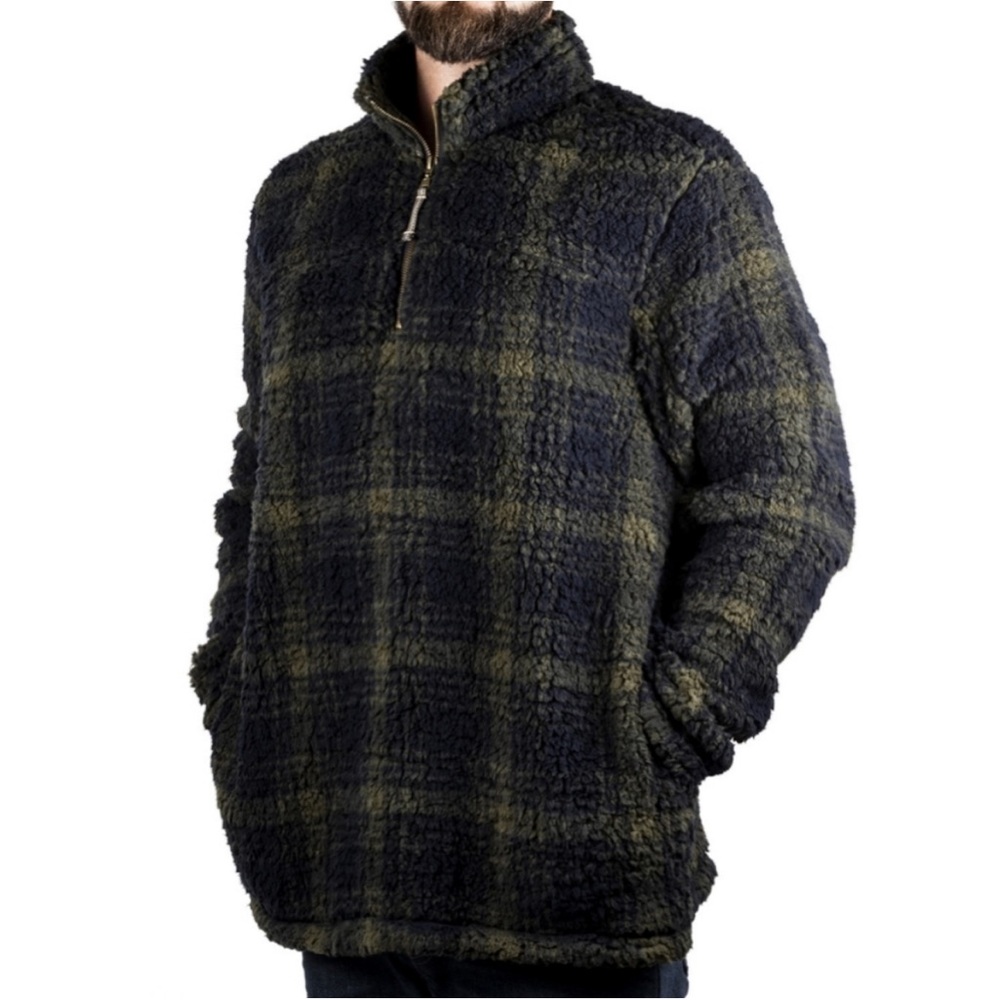 Plaid fleece quarter zip